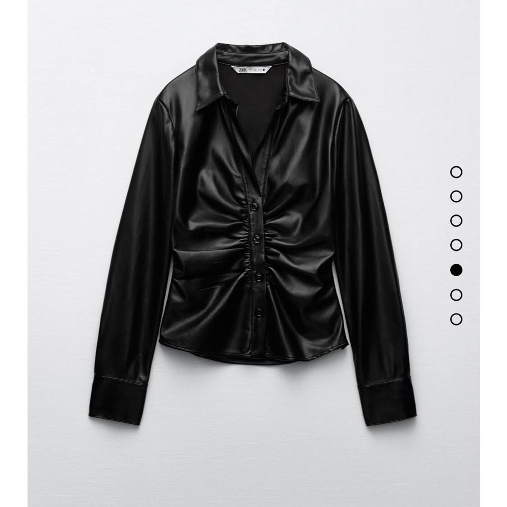 Zara Fitted Faux Leather Shirt - Picture 2 of 8